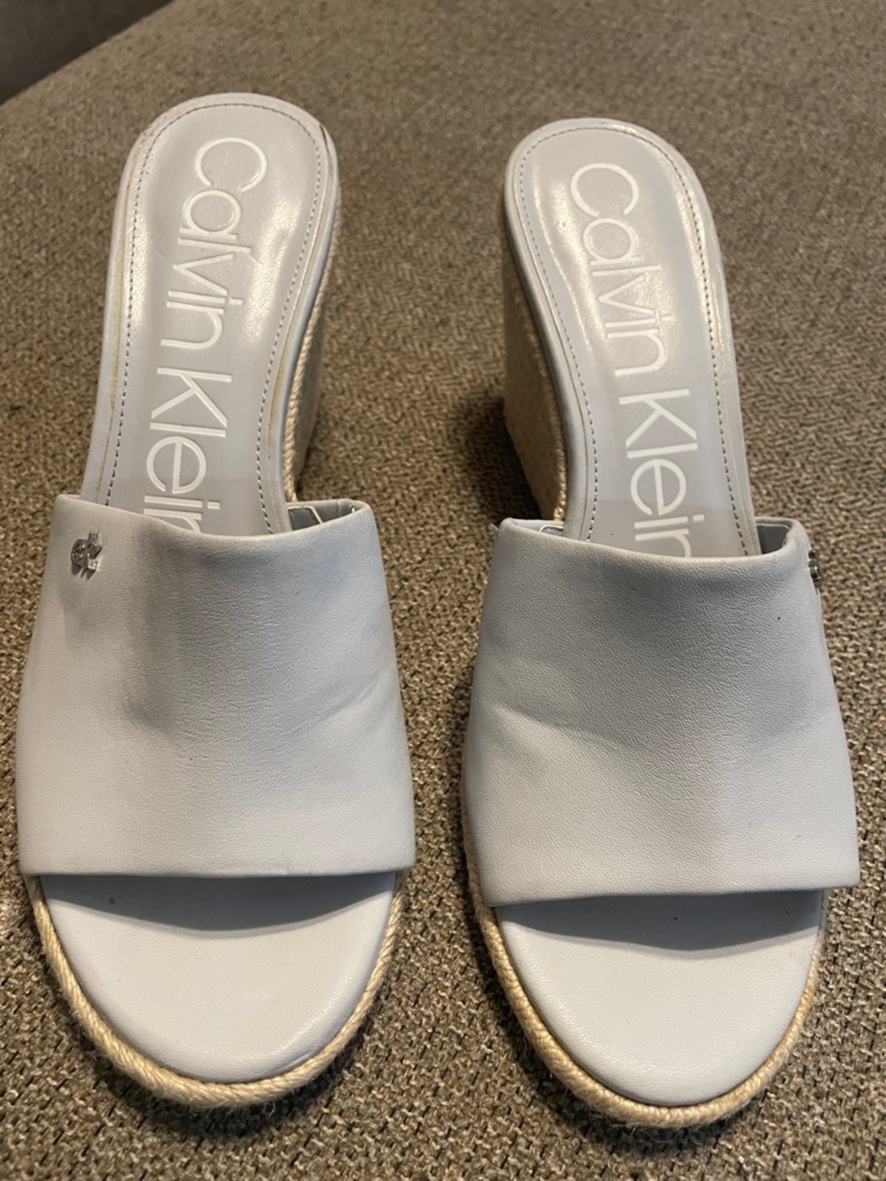 Calvin Klein Baby Blue Espadrille Wedge Slide Sandals View 2